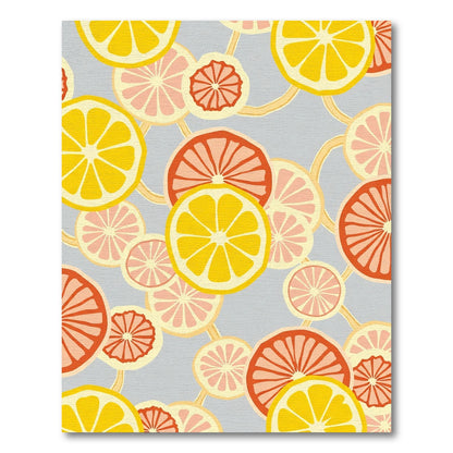Yellow Coral Citrus Slice Garland Rug