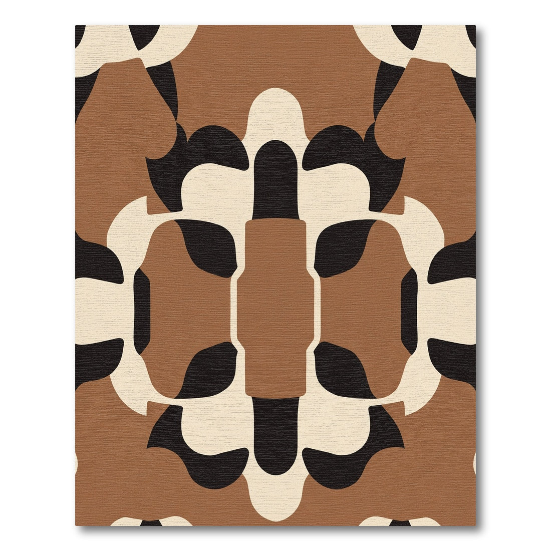 Brown Cream Black Abstract Organic Shape Rug