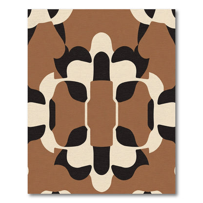 Brown Cream Black Abstract Organic Shape Rug