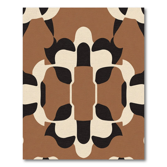 Brown Cream Black Abstract Organic Shape Rug