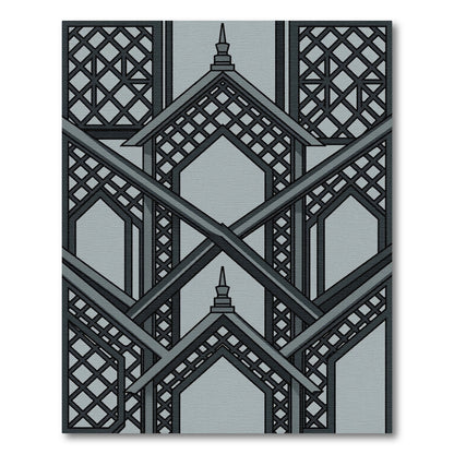 Monochromatic Geometric Architectural Lattice Art Rug