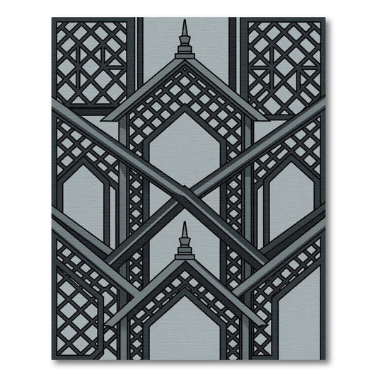 Monochromatic Geometric Architectural Lattice Art Rug