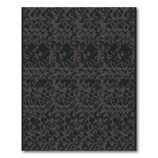 Charcoal Black Feline Abstract Rug