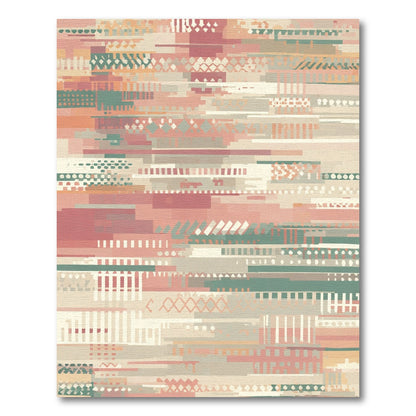 Abstract Collage Striped Pixel Rug