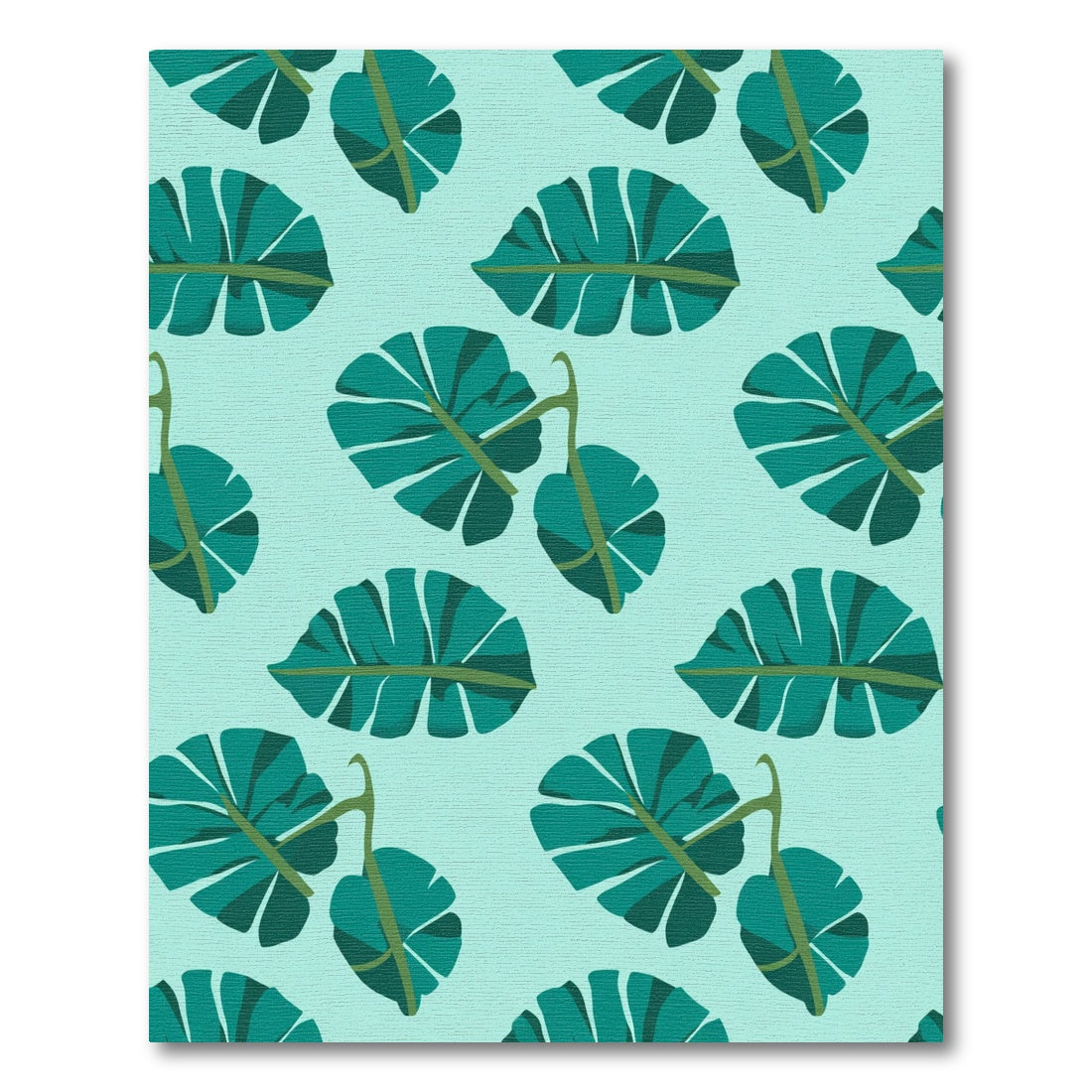 Teal Tropical Foliage Background Rug