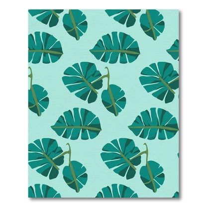 Teal Tropical Foliage Background Rug