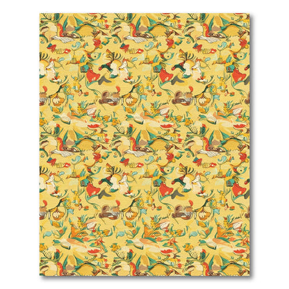 Golden Yellow Whimsical Floral Garden Rug