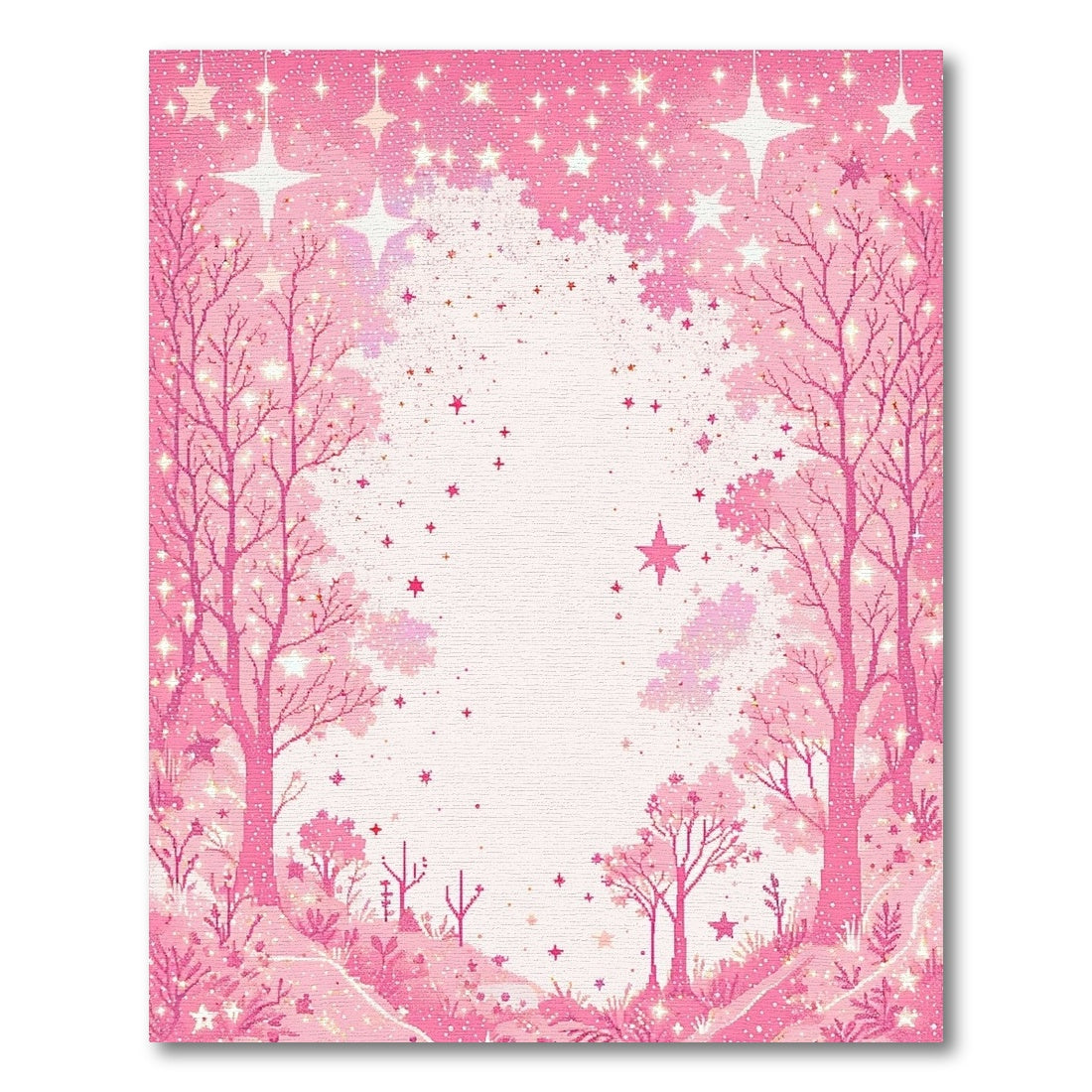 Dreamy Pink Starry Forest Rug