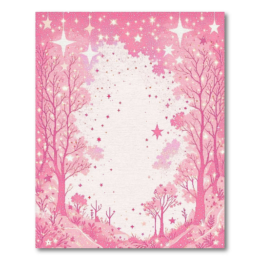 Dreamy Pink Starry Forest Rug