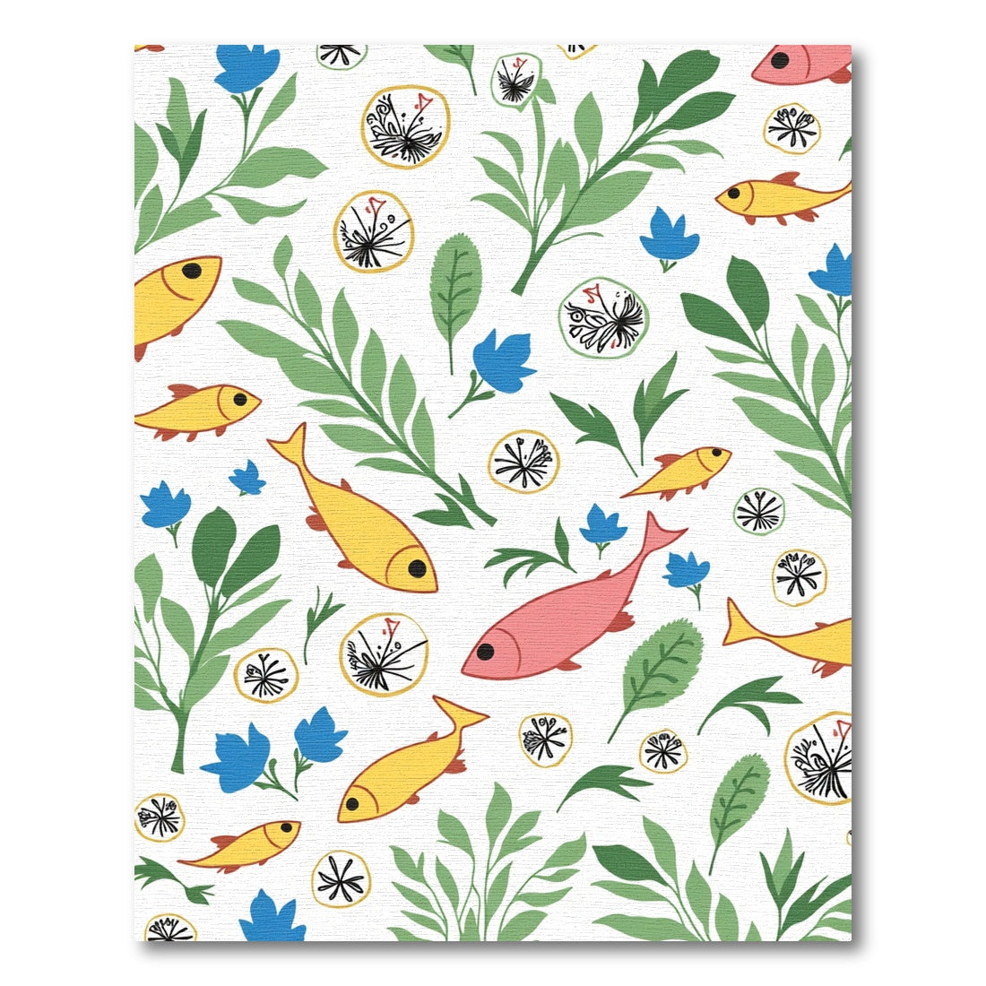 Golden Salmon Blue Flower Garden Rug