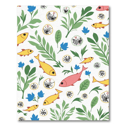 Golden Salmon Blue Flower Garden Rug