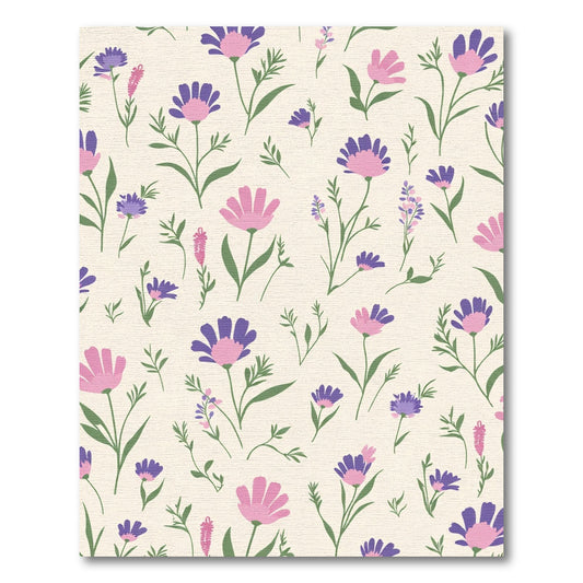 Pastel Violet Pink Floral Meadow Rug