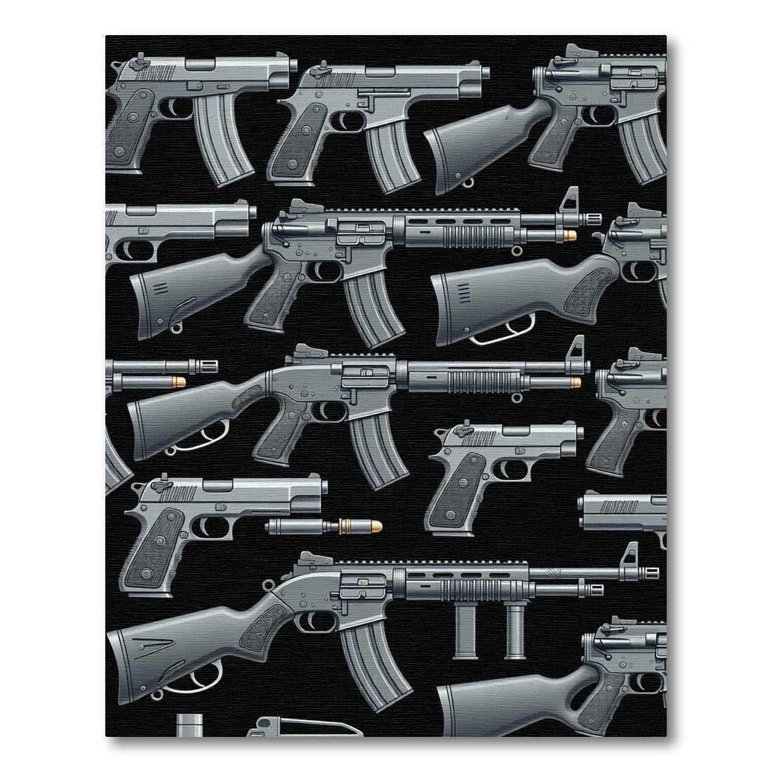 Industrial Monochrome Tactical Firearm Composition Rug