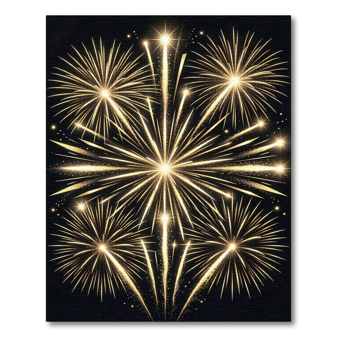 Luminous Golden Fireworks Burst Art Rug