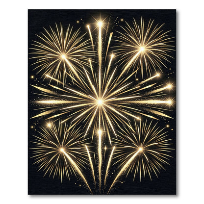 Luminous Golden Fireworks Burst Art Rug