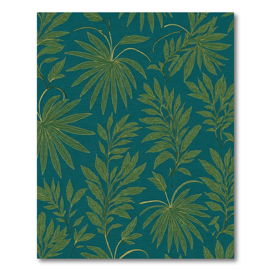 Dark Teal Tropical Leaf Rug