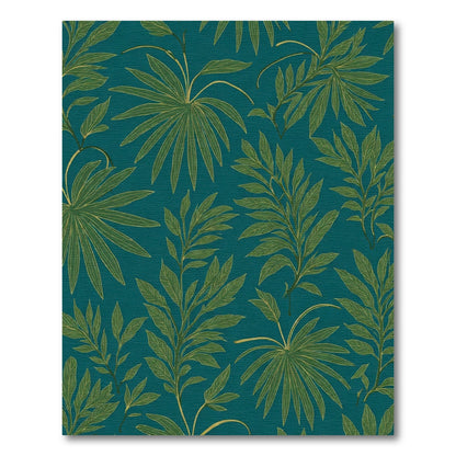 Dark Teal Tropical Leaf Rug