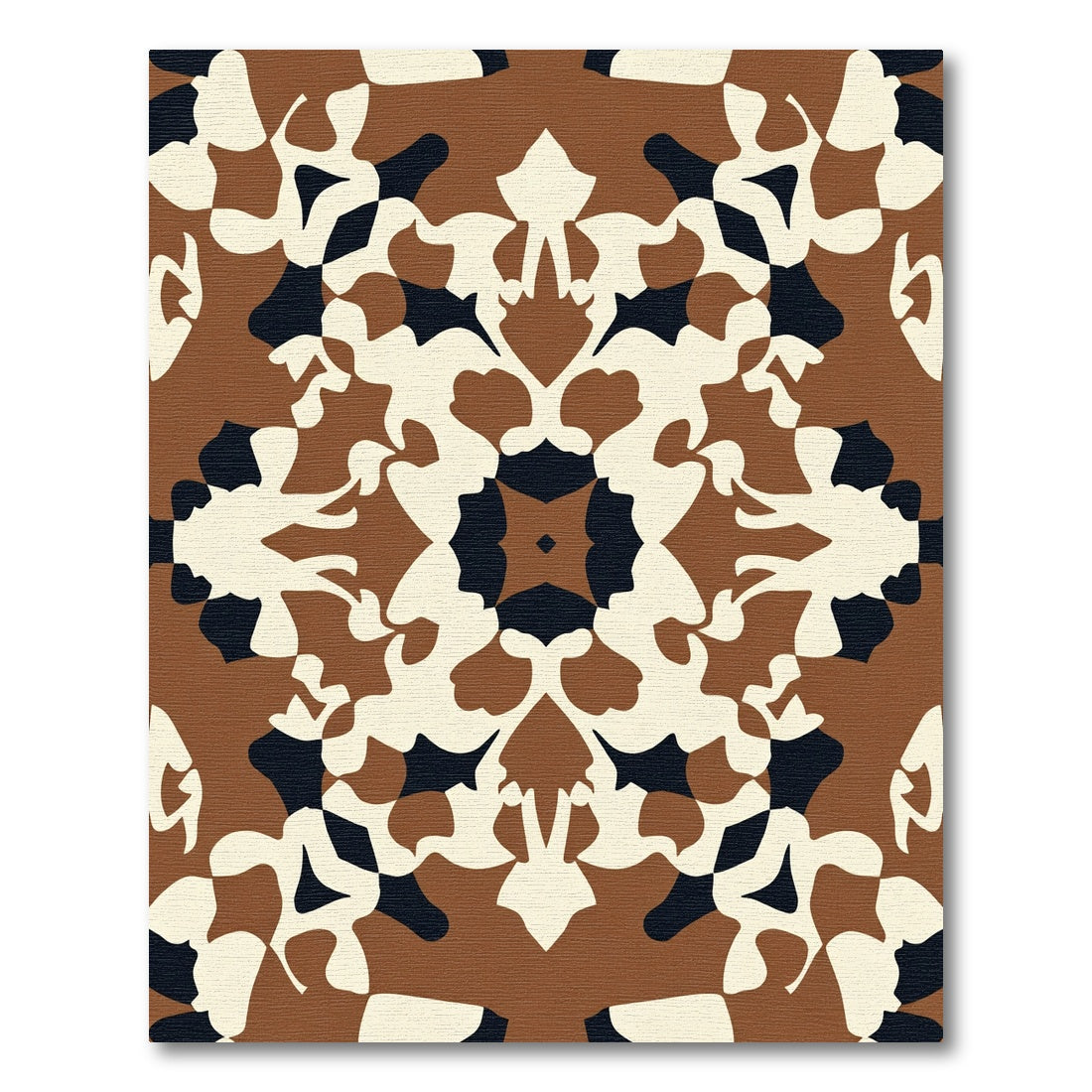 Brown Cream Black Abstract Organic Shapes Rug