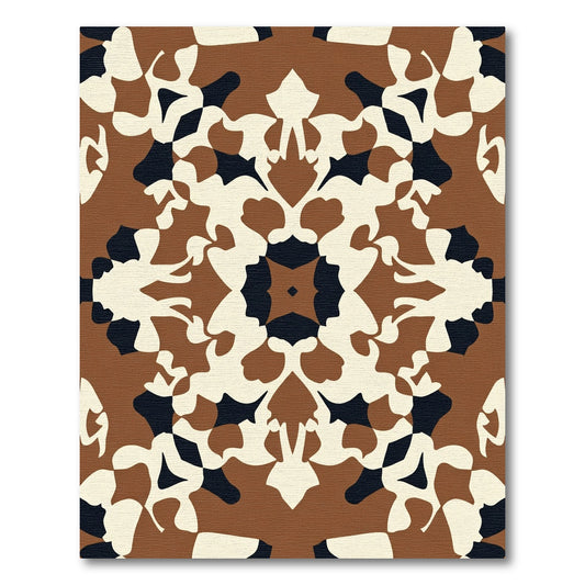Brown Cream Black Abstract Organic Shapes Rug