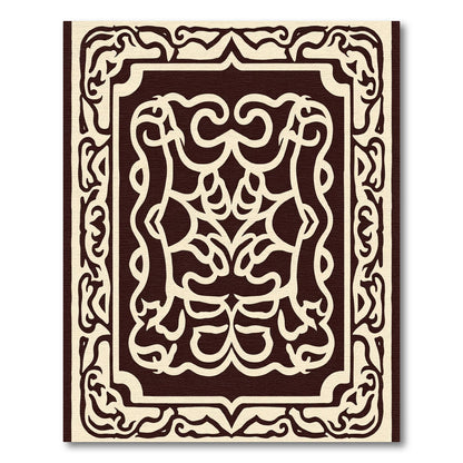 Ornate Ivory Black Arabesque Scroll Rug