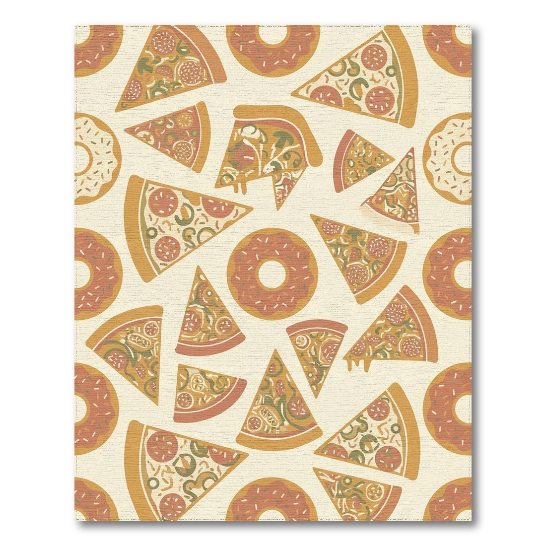 Whimsical Pizza Donut Warm Tones Rug