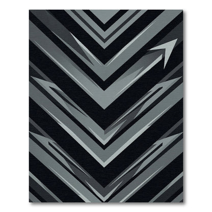 Monochromatic Grey Geometric Arrow Composition Rug