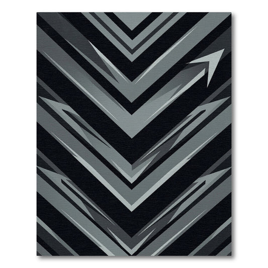 Monochromatic Grey Geometric Arrow Composition Rug