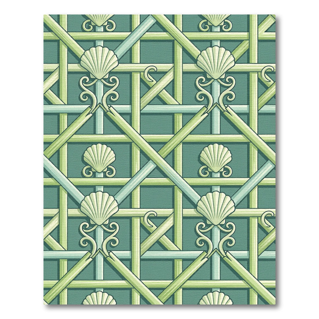 Sage Shell Lattice Trellis Rug