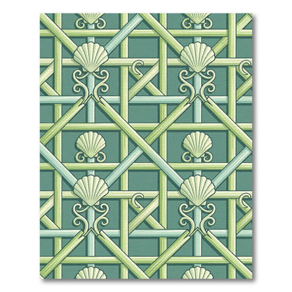 Sage Shell Lattice Trellis Rug