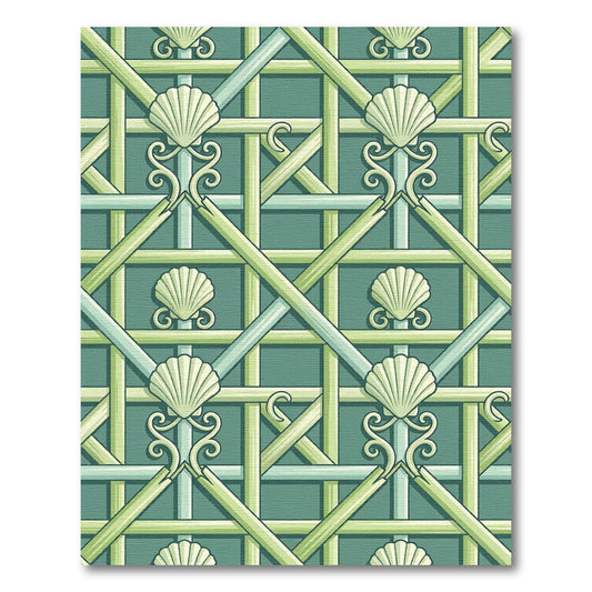 Sage Shell Lattice Trellis Rug