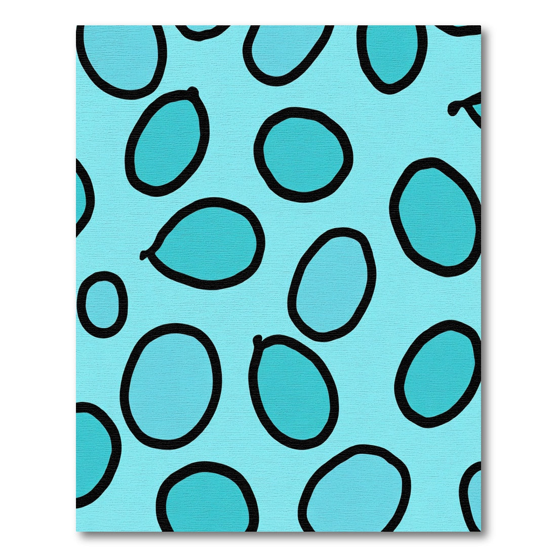 Aqua Blue Hand Drawn Ovals Rug