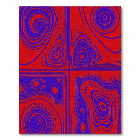 Electric Red Blue Swirl Topographical Rug