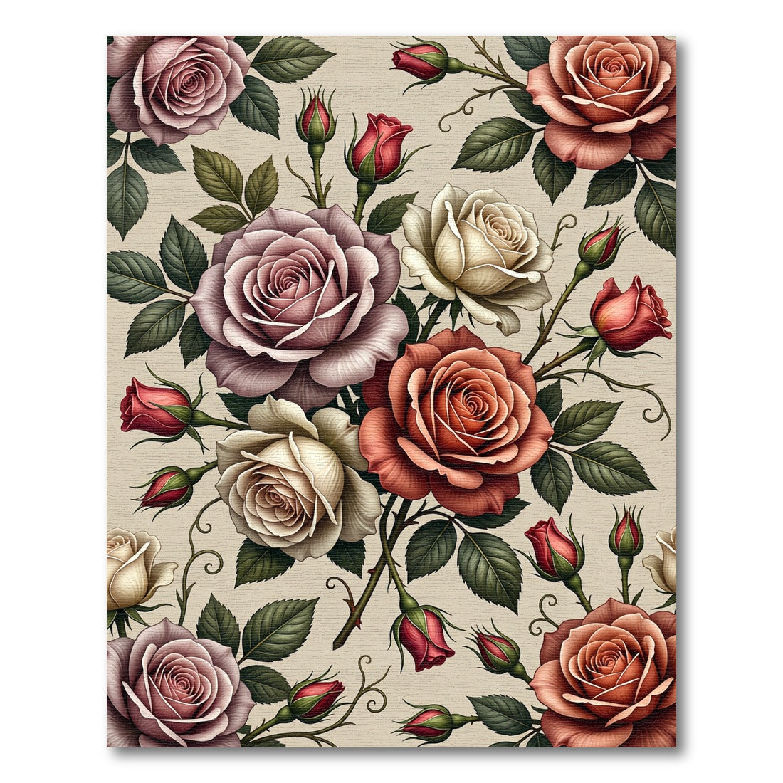 Vintage Rose Garden Bouquet Rug