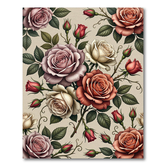 Vintage Rose Garden Bouquet Rug