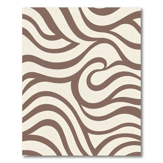 Brown Cream Swirling Lines Rug