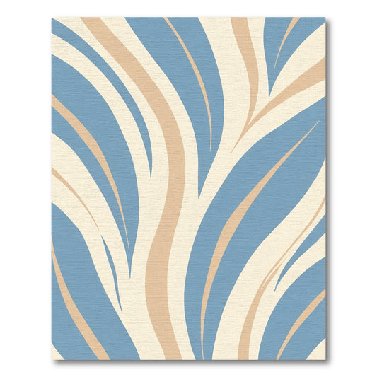 Serene Blue Beige Flowing Waves Rug
