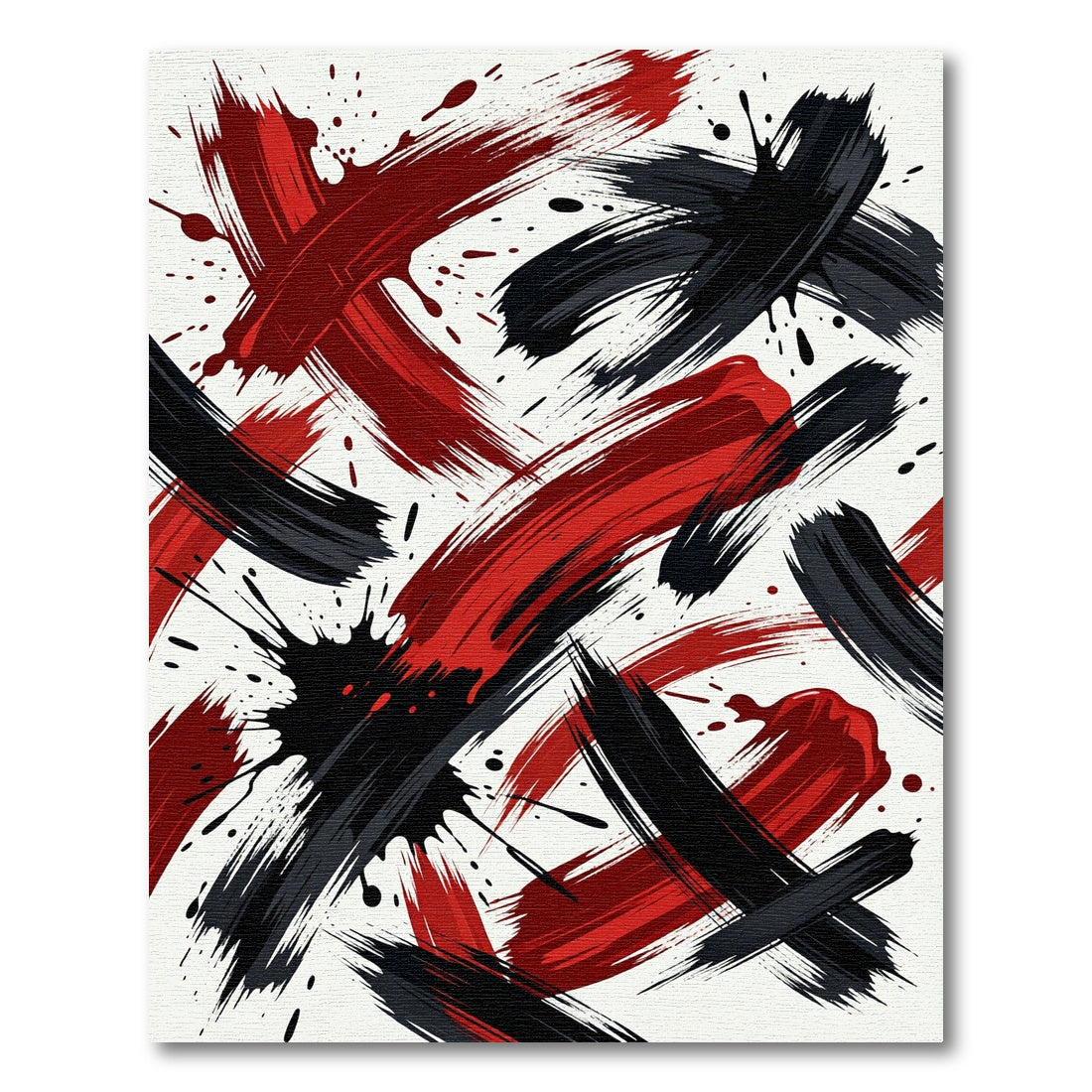 Abstract Crimson and Ink Stroke Rug