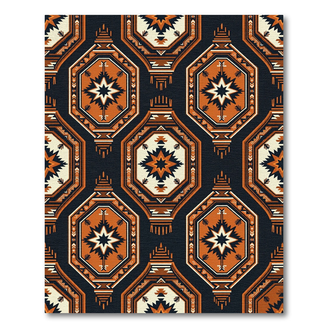 Geometric Terra Cotta Star Hexagon Rug