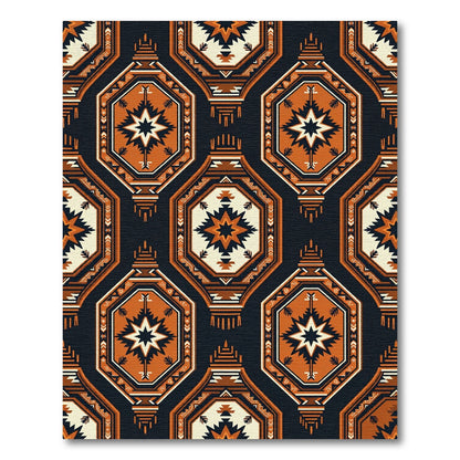 Geometric Terra Cotta Star Hexagon Rug