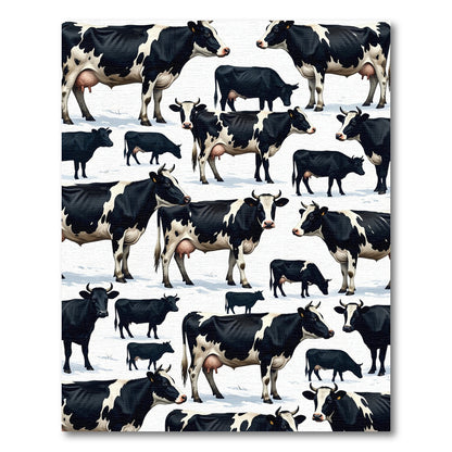 Playful Black and White Dairy Cow Rug