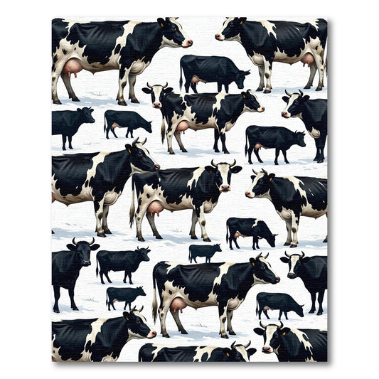 Playful Black and White Dairy Cow Rug