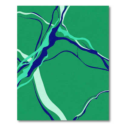 Green Blue Abstract Flow Rug