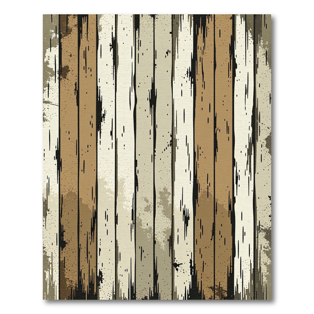 Rustic Earth Tone Vertical Wood Grain Rug