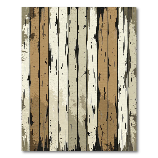 Rustic Earth Tone Vertical Wood Grain Rug