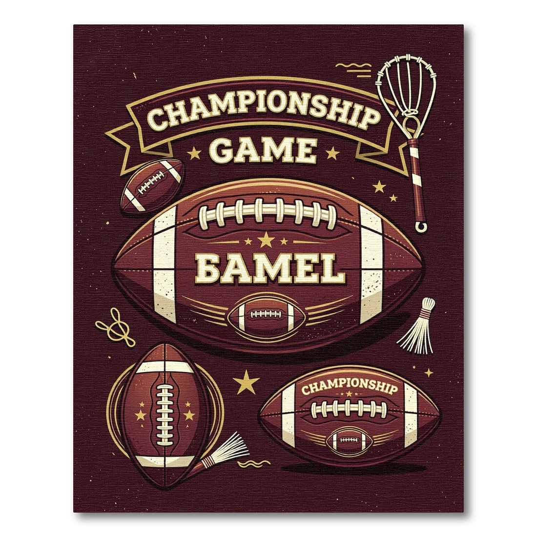 Retro Maroon Gold Football Championship Rug