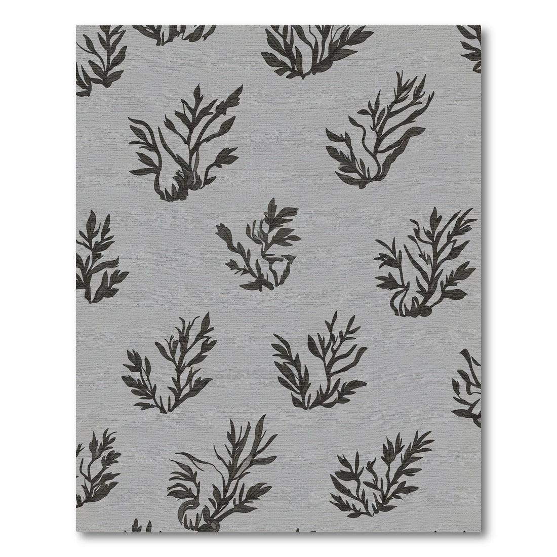 Dark Gray Botanical Leaf Cluster Rug