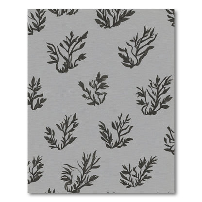 Dark Gray Botanical Leaf Cluster Rug