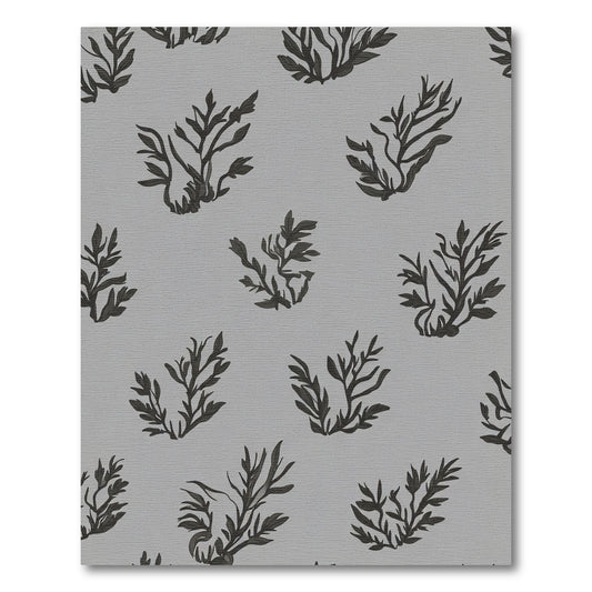 Dark Gray Botanical Leaf Cluster Rug