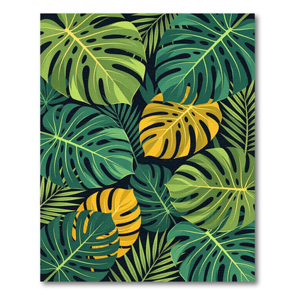Lush Vibrant Tropical Monstera Leaf Rug