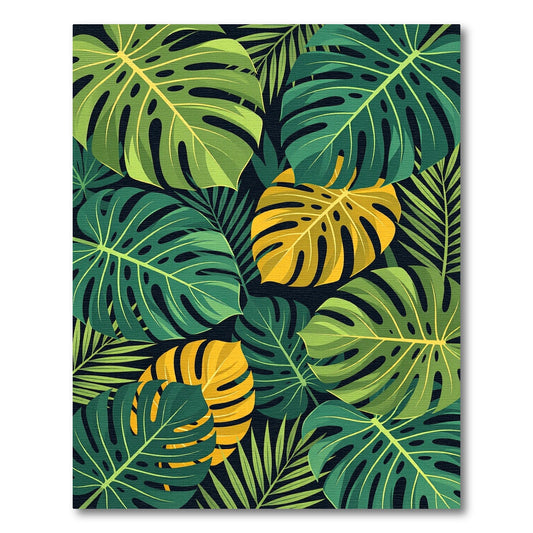 Lush Vibrant Tropical Monstera Leaf Rug